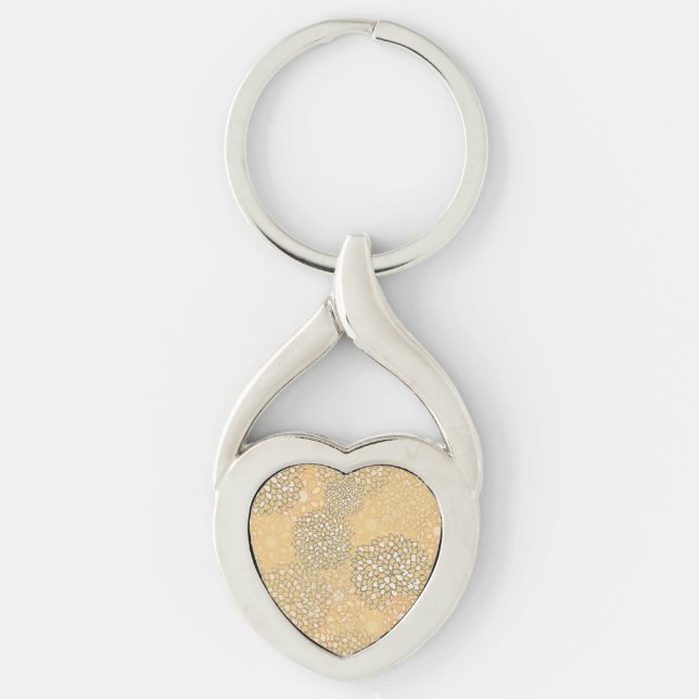 Orange and White Flower Burst Design Keychain (Front)