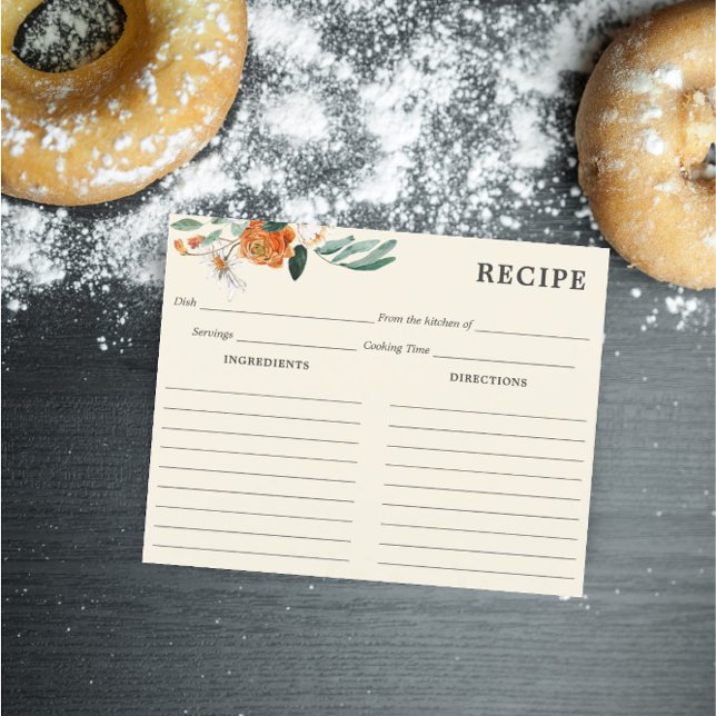 Orange and White Flowers Ivory Recipe Card (Creator Uploaded)