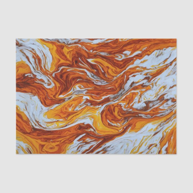 Orange and white fluid painting tissue paper (Front)