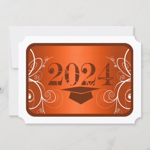 Orange and White Frame Graduation Invitation