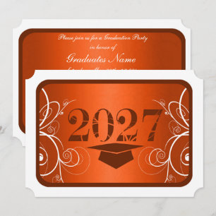 Orange and White Frame Graduation Party Invitation