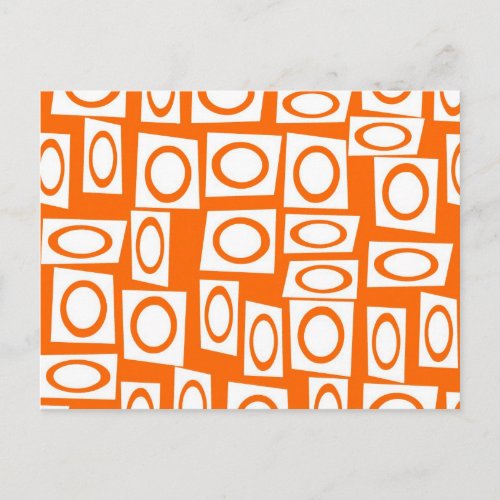 Orange and White Fun Circle Square Pattern Postcard