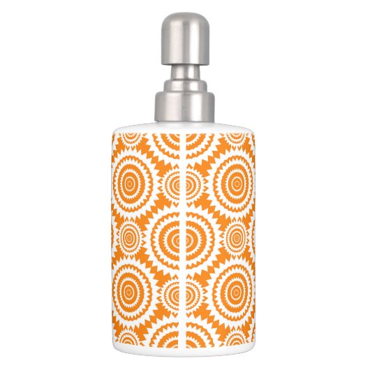Orange and White Geometric Circles Pattern Bathroom Set (Back)