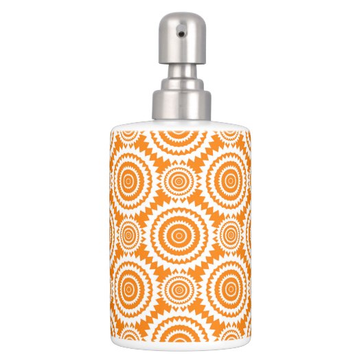 Orange and White Geometric Circles Pattern Bathroom Set (Front)