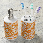 Orange and White Geometric Circles Pattern Bathroom Set (Front)