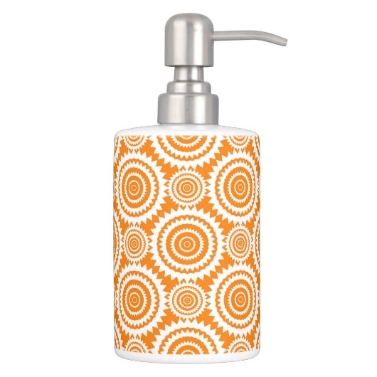 Orange and White Geometric Circles Pattern Bathroom Set (Right)