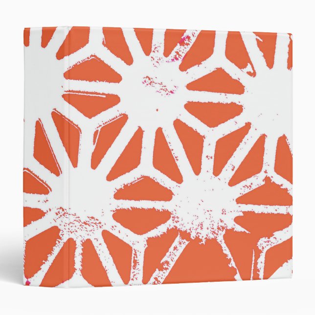 Orange and white geometric pattern 3 ring binder (Front/Spine)