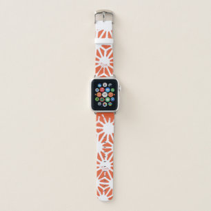 Orange and white geometric pattern apple watch band