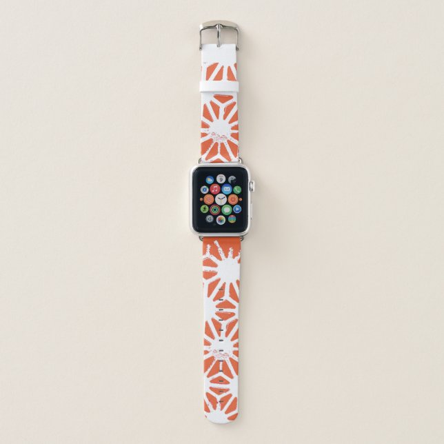 Orange and white geometric pattern apple watch band (Front)