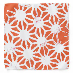 Orange and white geometric pattern bandana