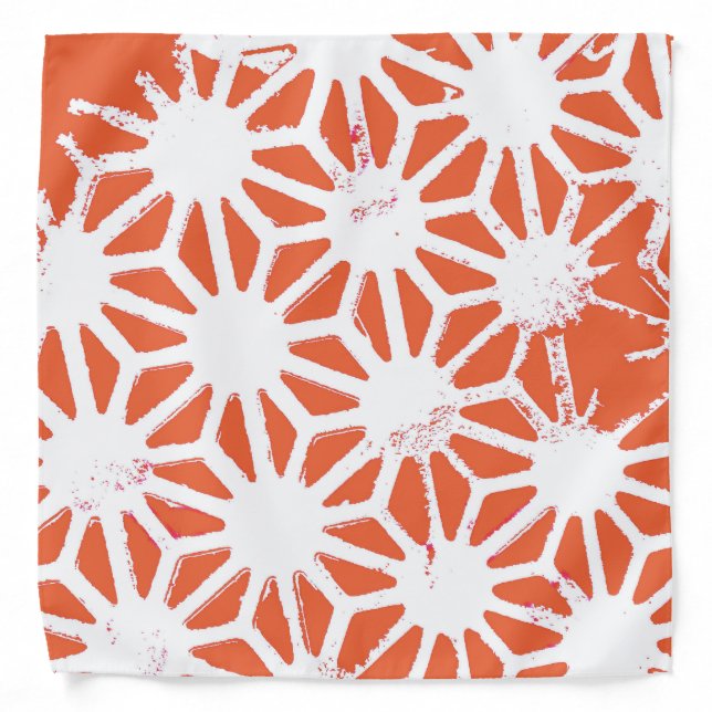 Orange and white geometric pattern bandana (Front)