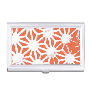 Orange and white geometric pattern business card case