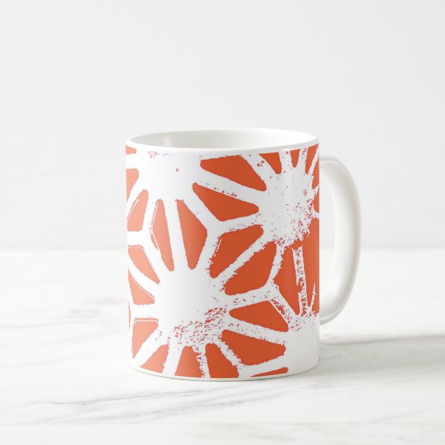 Orange and white geometric pattern coffee mug (Front Right)