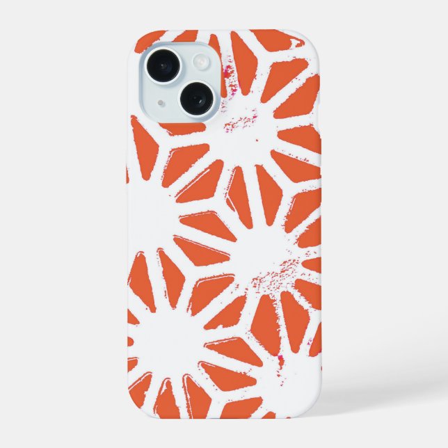 Orange and white geometric pattern iphone case (Back)