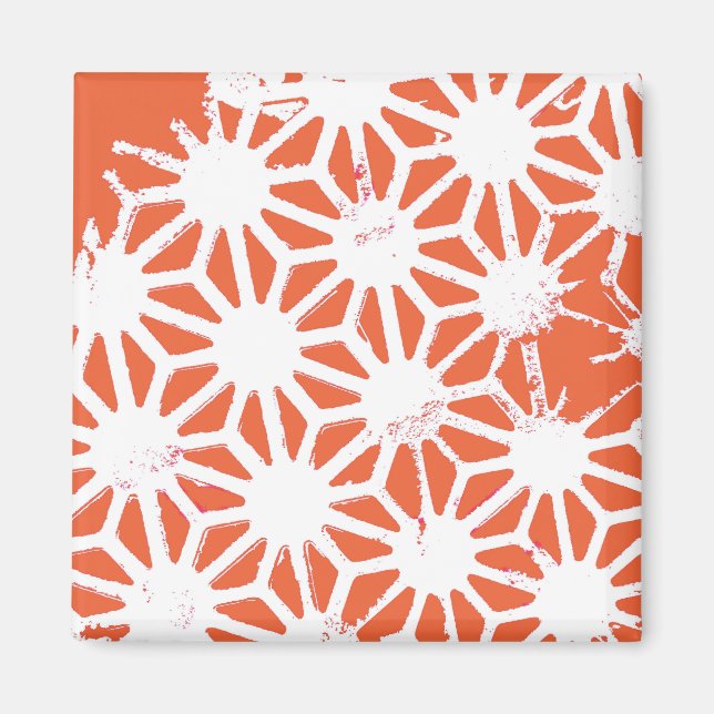 Orange and white geometric pattern magnet (Front)