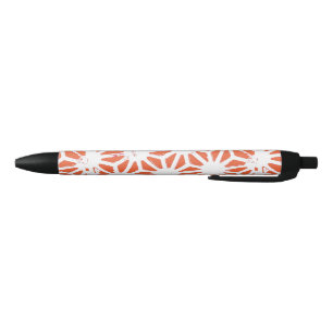Orange and white geometric pattern pen