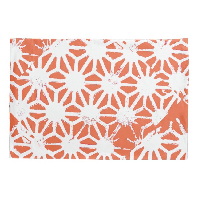 Orange and white geometric pattern pillow case (Back)