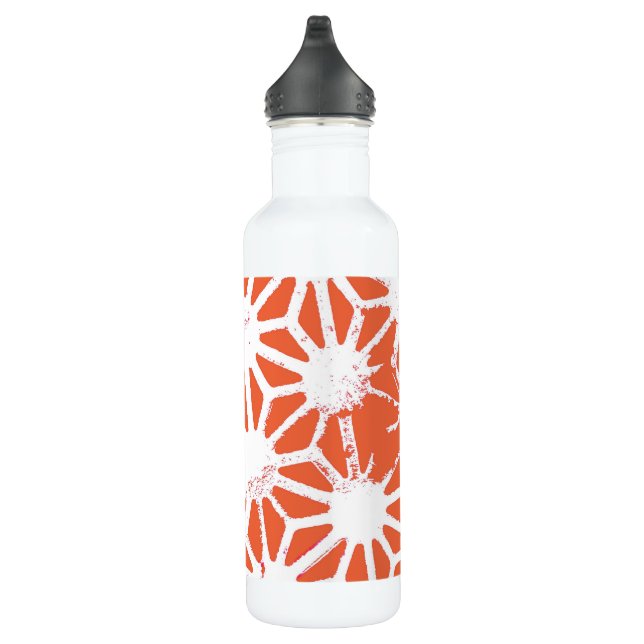 Orange and white geometric pattern stainless steel water bottle (Right)