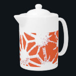 Orange and white geometric pattern teapot<br><div class="desc">Orange and white geometric pattern</div>