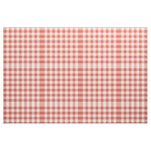 Orange and White Gingham Block Pattern Fabric