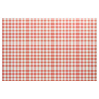 Orange and White Gingham Block Pattern Fabric