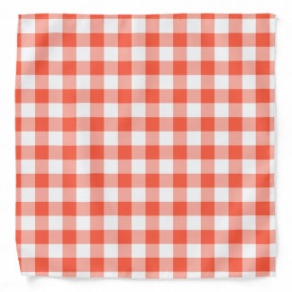 Orange And White Gingham Check Pattern Bandana