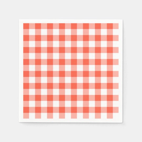 Orange And White Gingham Check Pattern Napkin