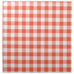 Orange And White Gingham Check Pattern Napkin