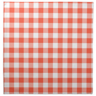 Orange And White Gingham Check Pattern Napkin