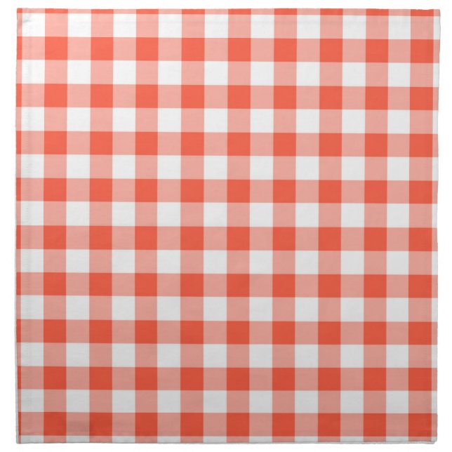 Orange And White Gingham Check Pattern Napkin (Front)