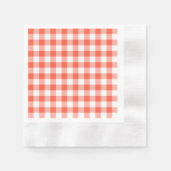 Orange And White Gingham Check Pattern Paper Napkins by InTrendPatterns at Zazzle