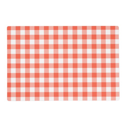 Orange And White Gingham Check Pattern Placemat