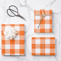 Orange and White Gingham Check Plaid