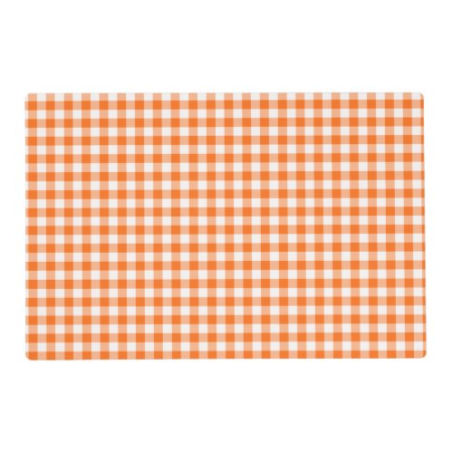Orange and White Gingham Checked Pattern Placemat