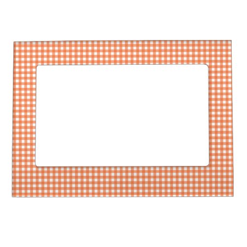 Orange and White Gingham Magnetic Photo Frame
