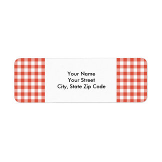 Orange and White Gingham Pattern address label