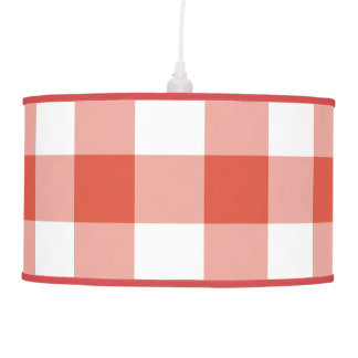 Orange and White Gingham Pattern Ceiling Lamp