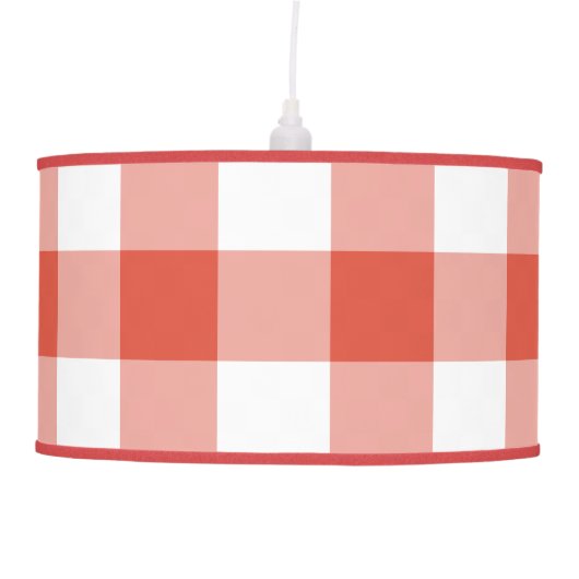 Orange and White Gingham Pattern Ceiling Lamp (Front)