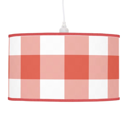 Orange and White Gingham Pattern Ceiling Lamp (Left)