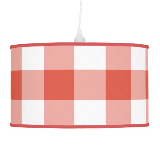 Orange and White Gingham Pattern Ceiling Lamp (Right)