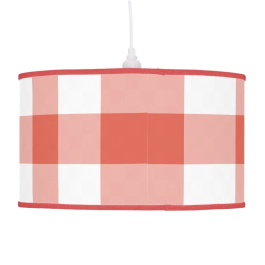 Orange and White Gingham Pattern Ceiling Lamp (Back)