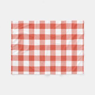 Orange and White Gingham Pattern Fleece Blanket