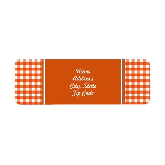 Orange and White Gingham Pattern Label (Front)