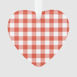 Orange and White Gingham Pattern Ornament