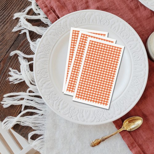 Orange and White Gingham Pattern Paper Guest Towels