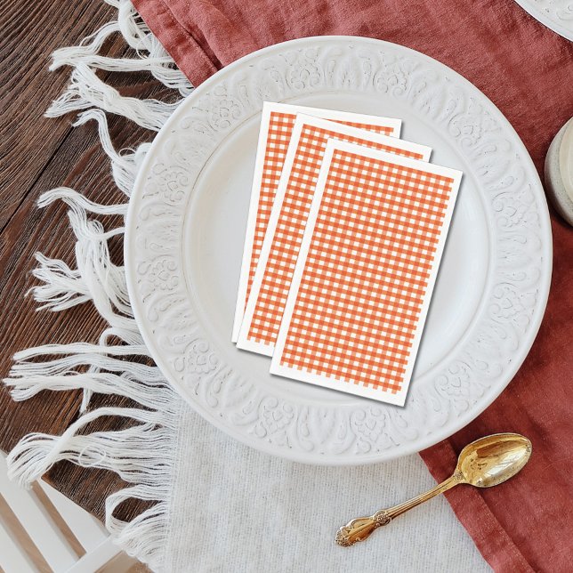 Orange and White Gingham Pattern Paper Guest Towels (Creator Uploaded)