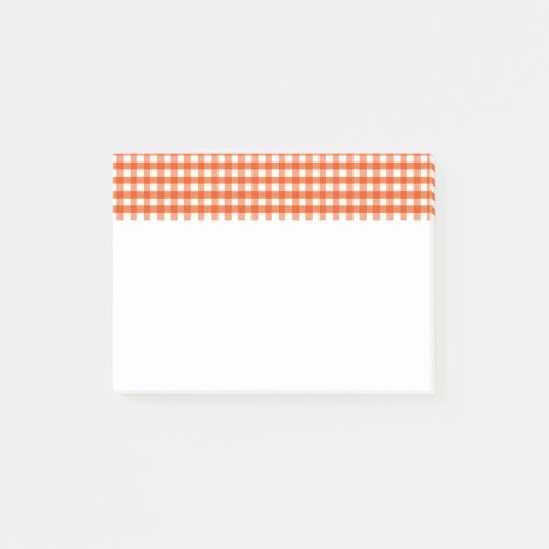 Orange and White Gingham Pattern Post_it Notes