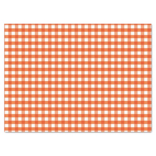 Orange and White Gingham Pattern Tissue Paper