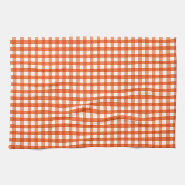 Orange and White Gingham Pattern Towel (Horizontal)