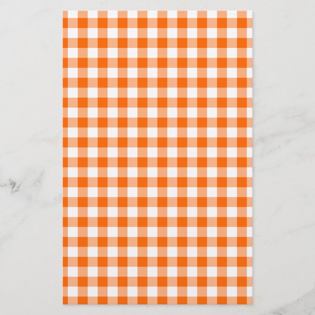 Orange and White Gingham Stationery (Front)